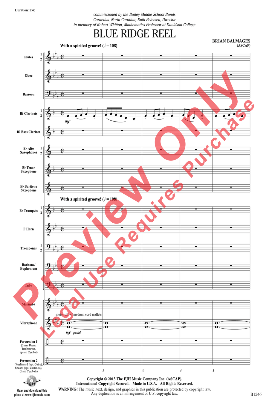 Blue Ridge Reel Blue Ridge Reel Concert Band scores gallery preview page 3