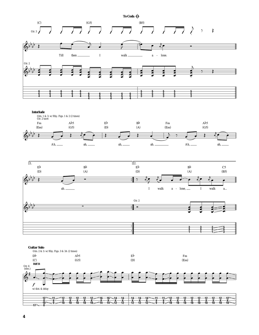 Boulevard Of Broken Dreams Acoustic Guitar scores gallery preview page 4