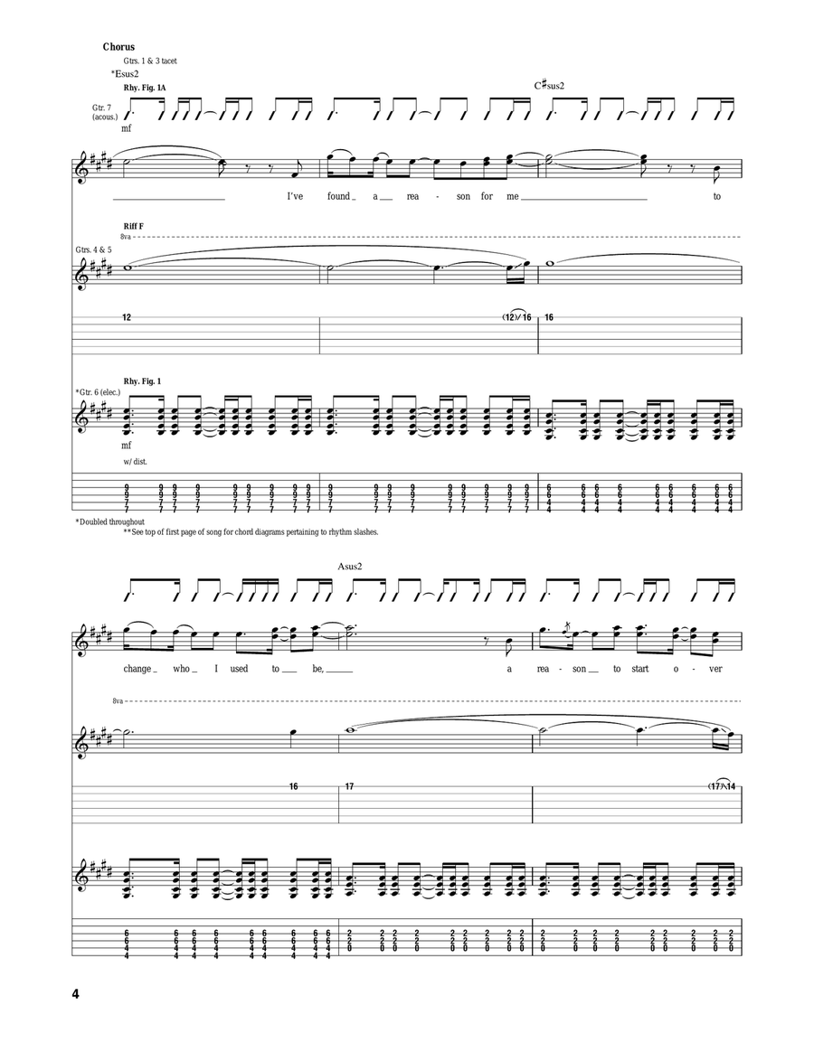 The Reason The Reason Acoustic Guitar scores gallery preview page 4