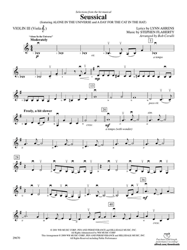 Seussical the Musical, Selections from: 3rd Violin (Viola [TC])