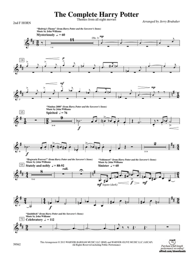 The Complete Harry Potter: 2nd F Horn