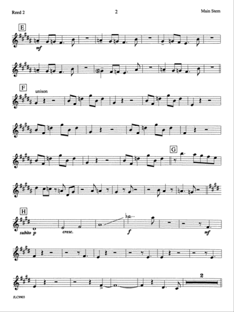 Main Stem: 2nd E-flat Alto Saxophone Jazz Ensemble scores gallery preview page 2