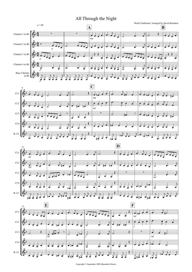 All Through The Night for Clarinet Quintet