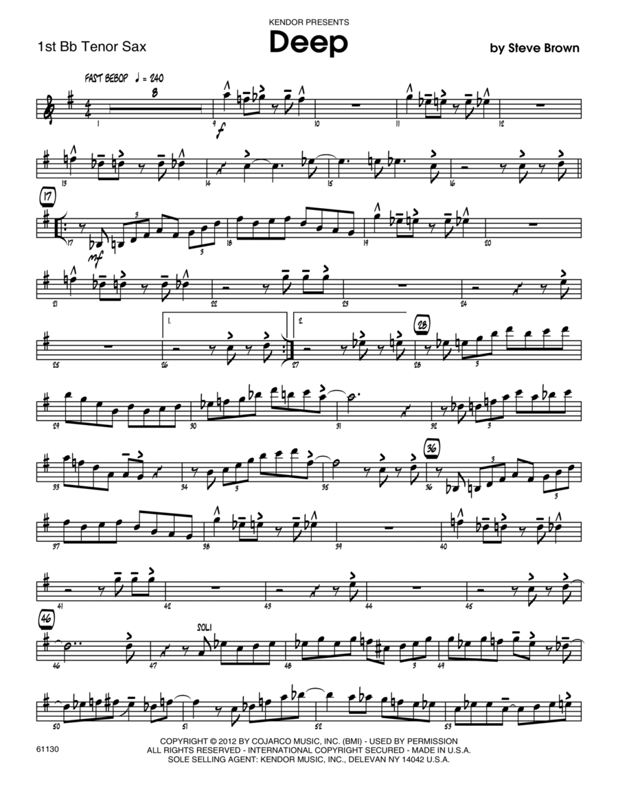 Deep - Tenor Sax 1 Jazz Ensemble scores gallery preview page 1