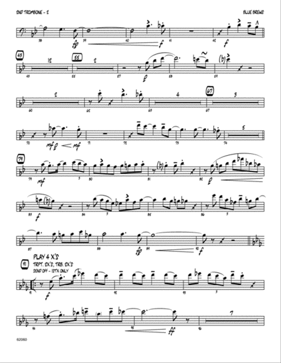Blue Brews - Trombone 2 Jazz Ensemble scores gallery preview page 2