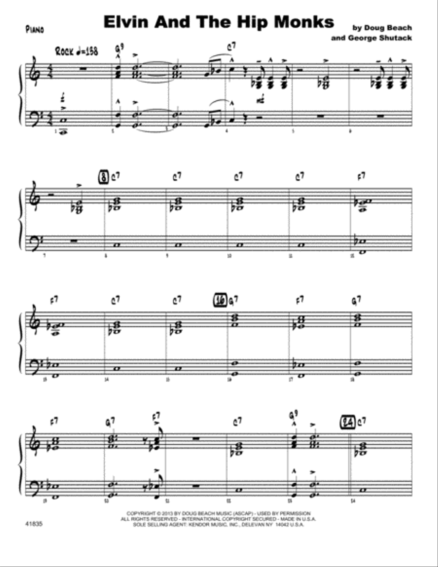 Elvin And The Hip Monks - Piano Piano Solo scores gallery preview page 1