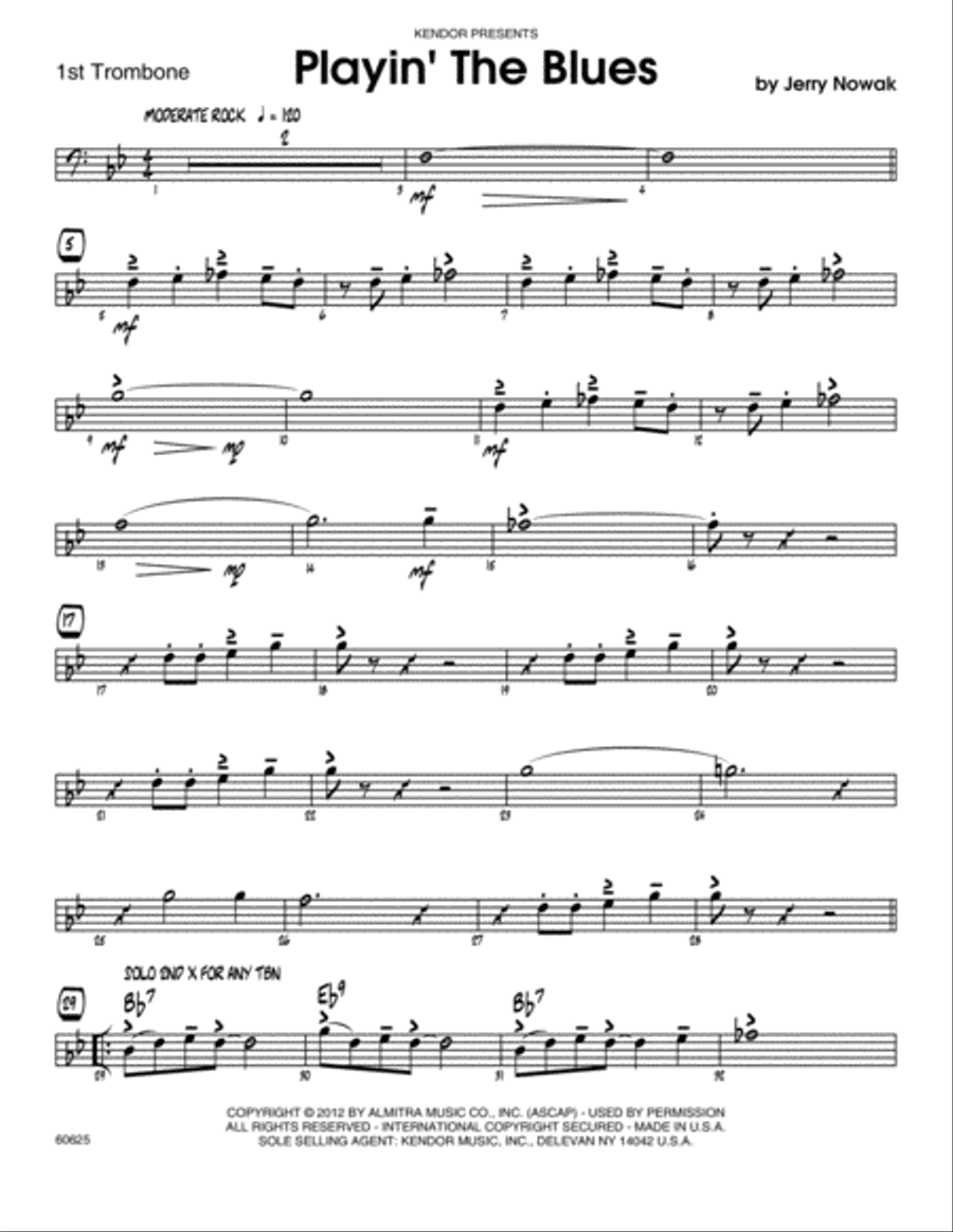 Playin' The Blues - Trombone 1 Jazz Ensemble scores gallery preview page 1