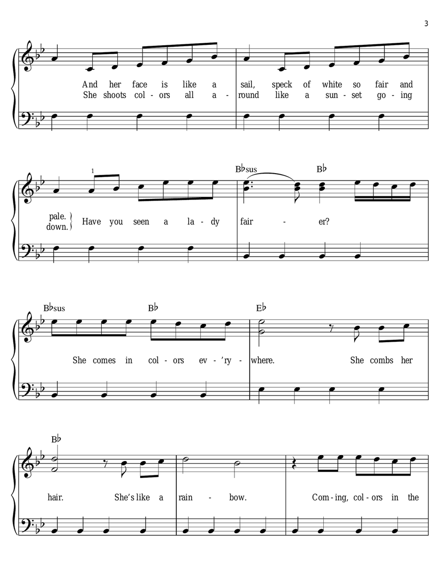 She's A Rainbow She's A Rainbow Easy Piano scores gallery preview page 3