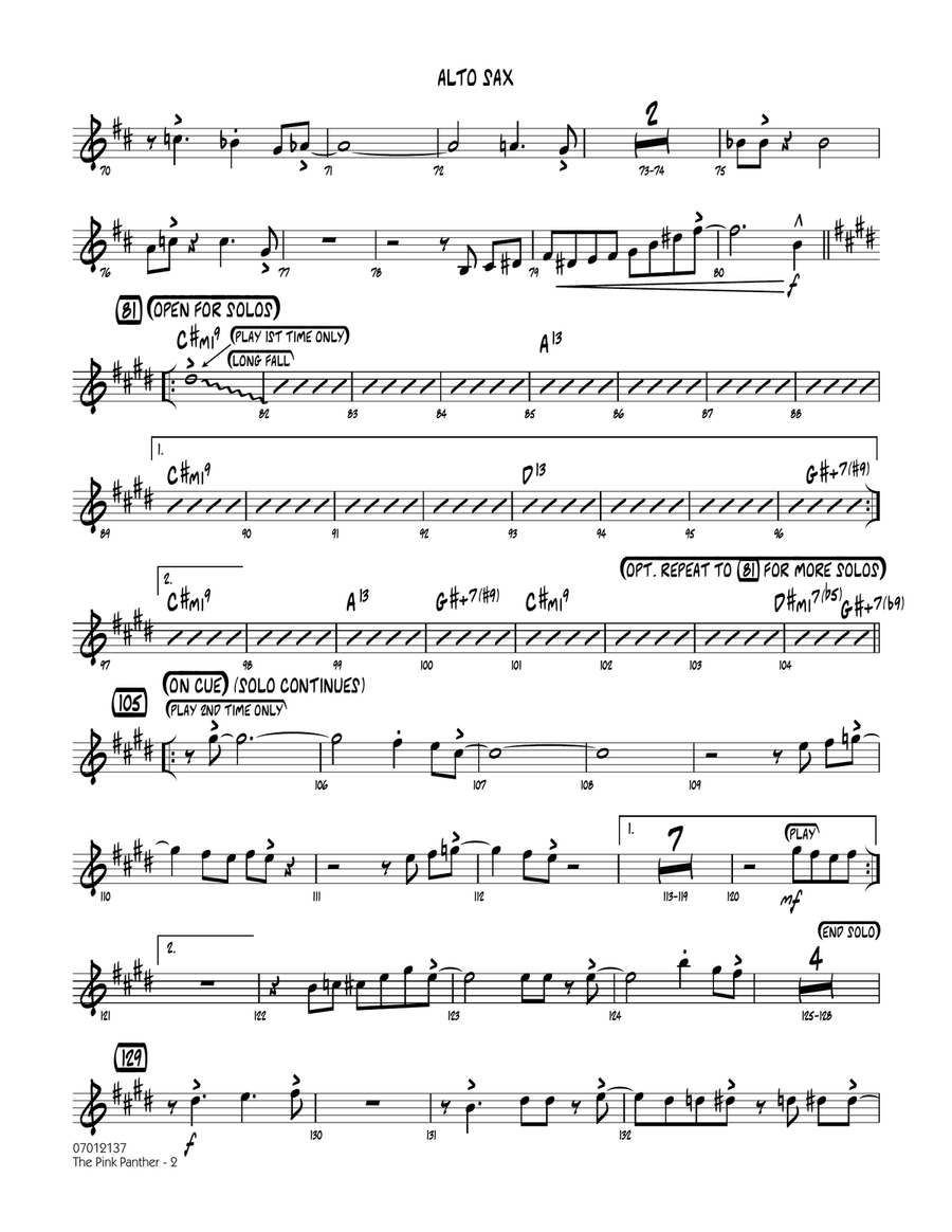 The Pink Panther - Alto Sax Jazz Ensemble scores gallery preview page 2