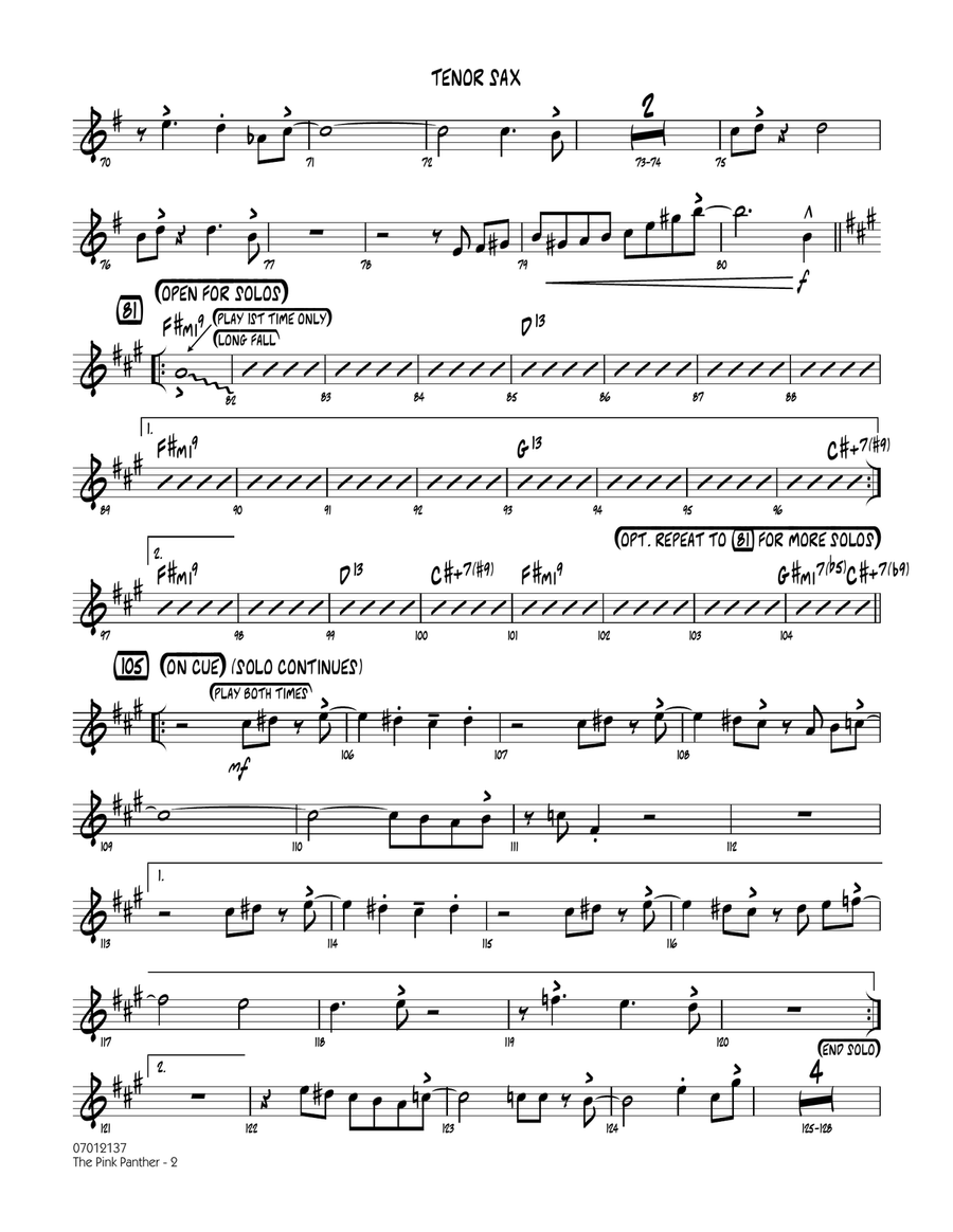 The Pink Panther - Tenor Sax Jazz Ensemble scores gallery preview page 2