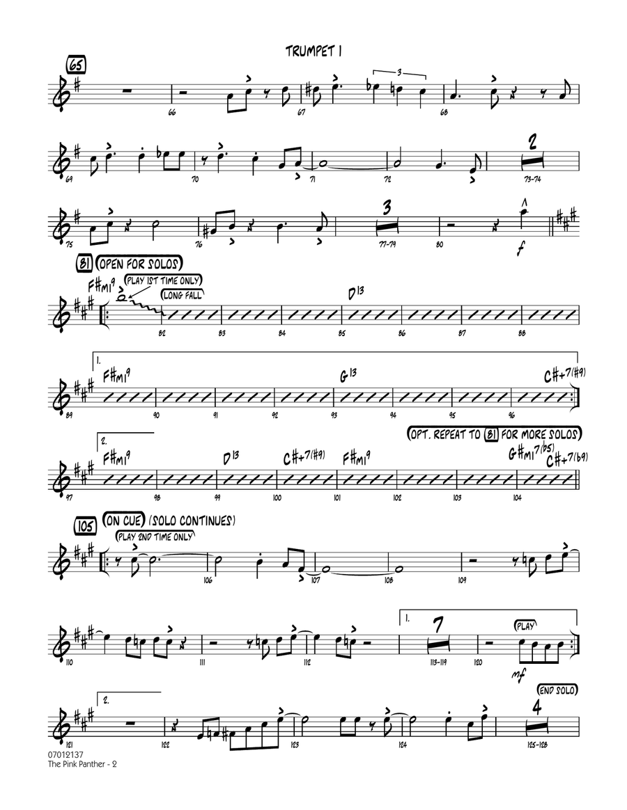 The Pink Panther - Trumpet 1 Jazz Ensemble scores gallery preview page 2