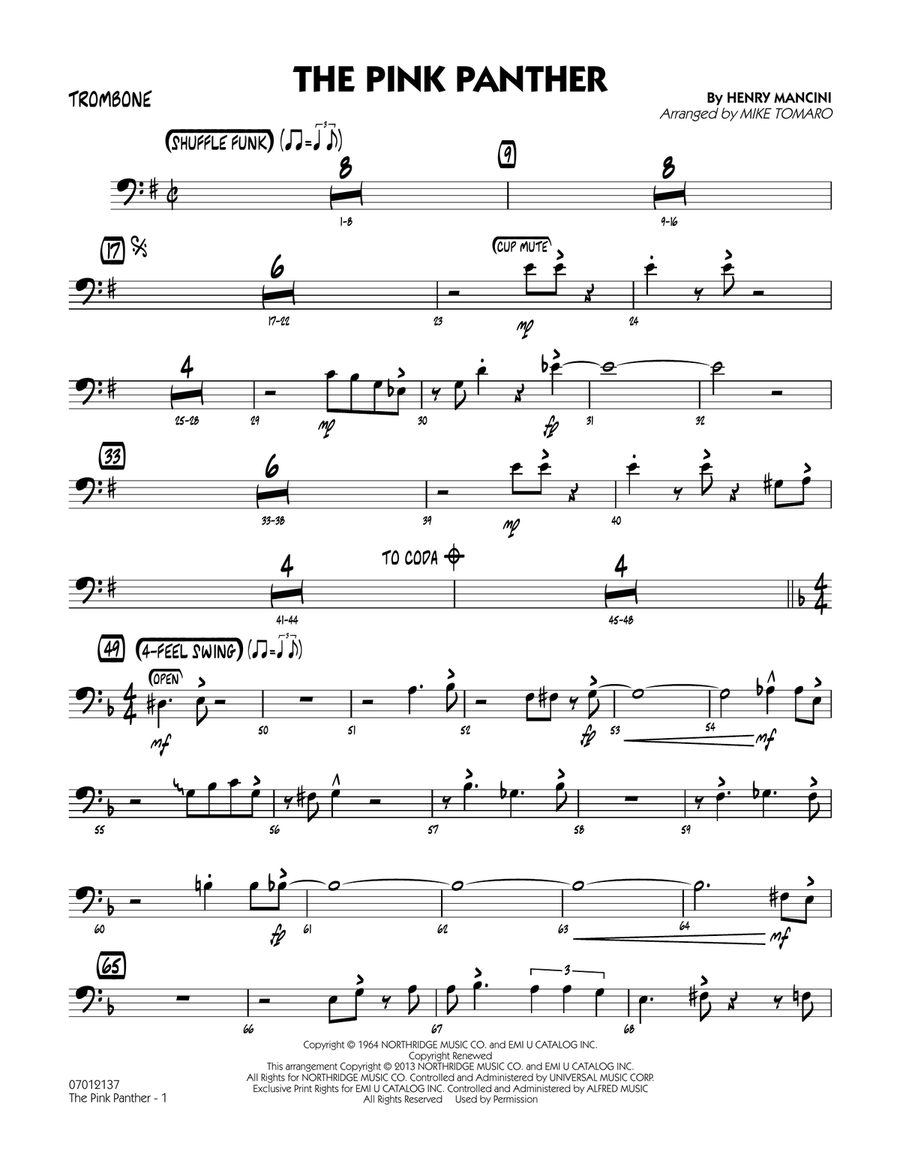 The Pink Panther - Trombone Jazz Ensemble scores gallery preview page 1