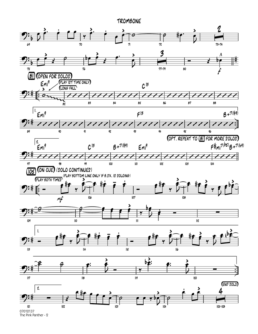 The Pink Panther - Trombone Jazz Ensemble scores gallery preview page 2