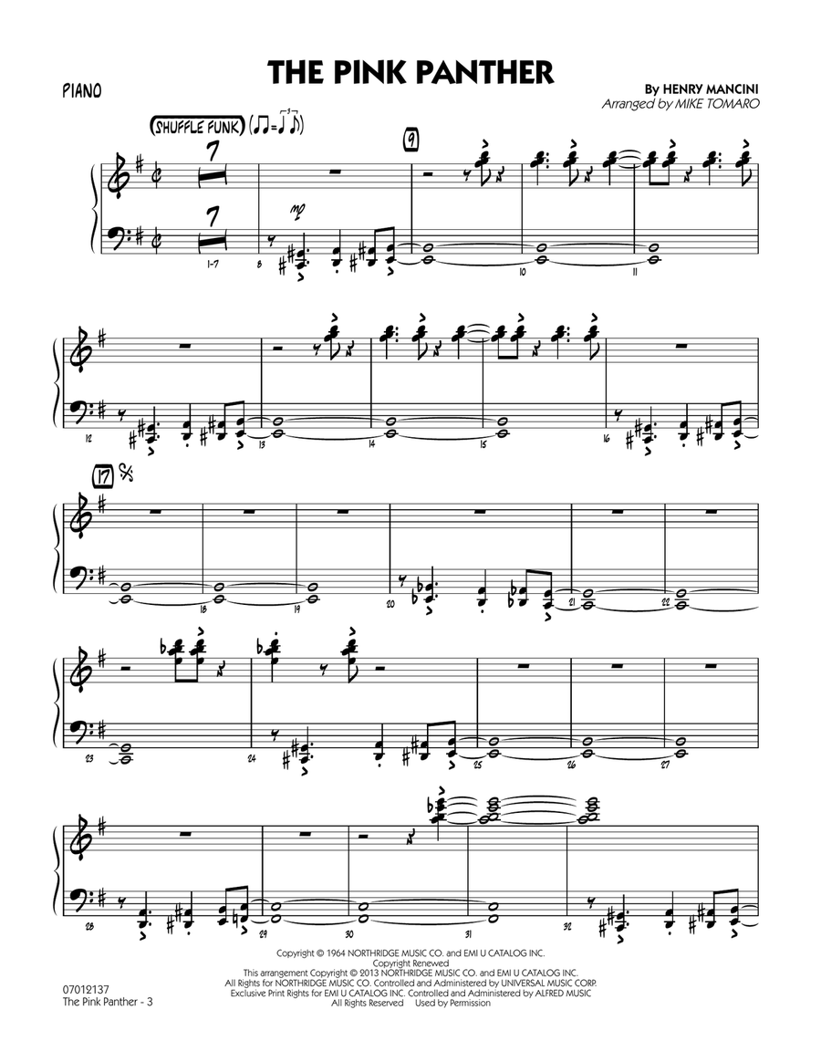 The Pink Panther - Piano The Pink Panther - Piano Jazz Ensemble scores gallery preview page 3