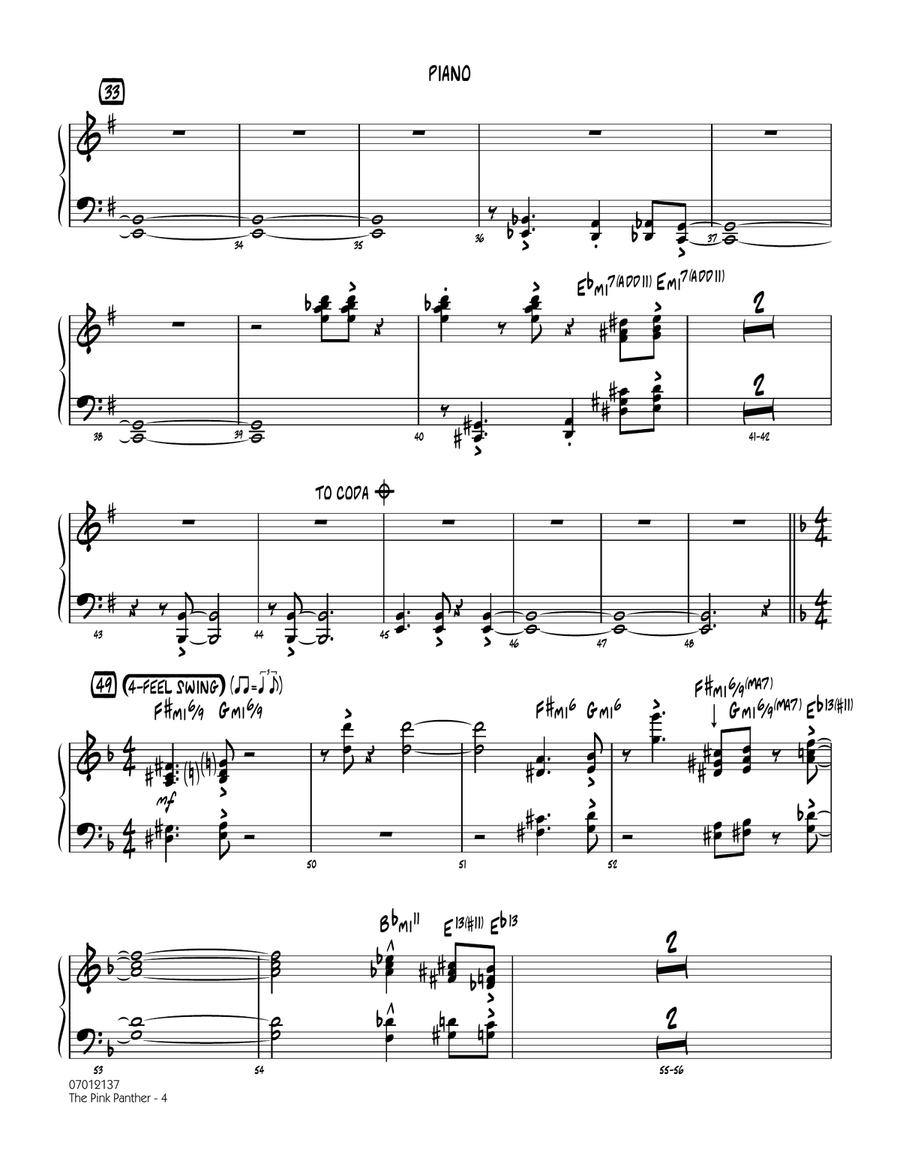The Pink Panther - Piano The Pink Panther - Piano Jazz Ensemble scores gallery preview page 4