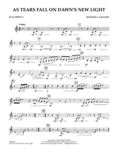 As Tears Fall on Dawn's New Light - Bb Clarinet 2
