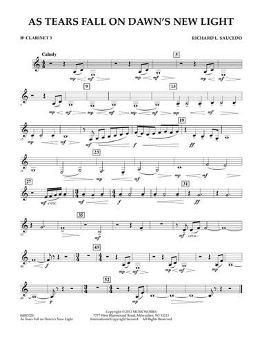 As Tears Fall on Dawn's New Light - Bb Clarinet 3