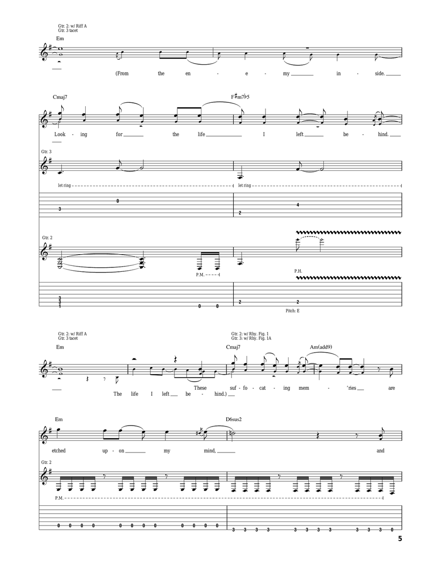 The Enemy Inside The Enemy Inside Guitar Tablature scores gallery preview page 5