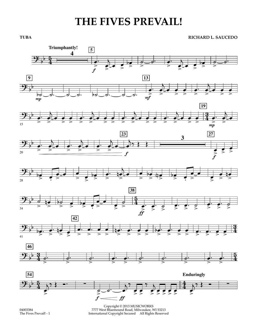 The Fives Prevail! - Tuba Concert Band scores gallery preview page 1