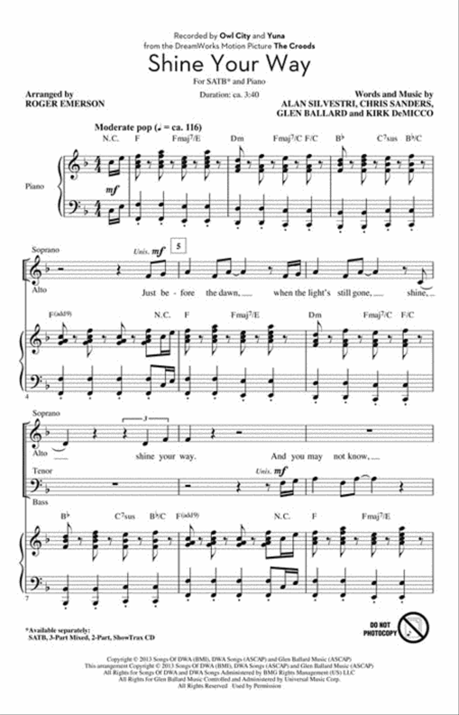 Shine Your Way (from The Croods) Choir scores gallery preview page 2