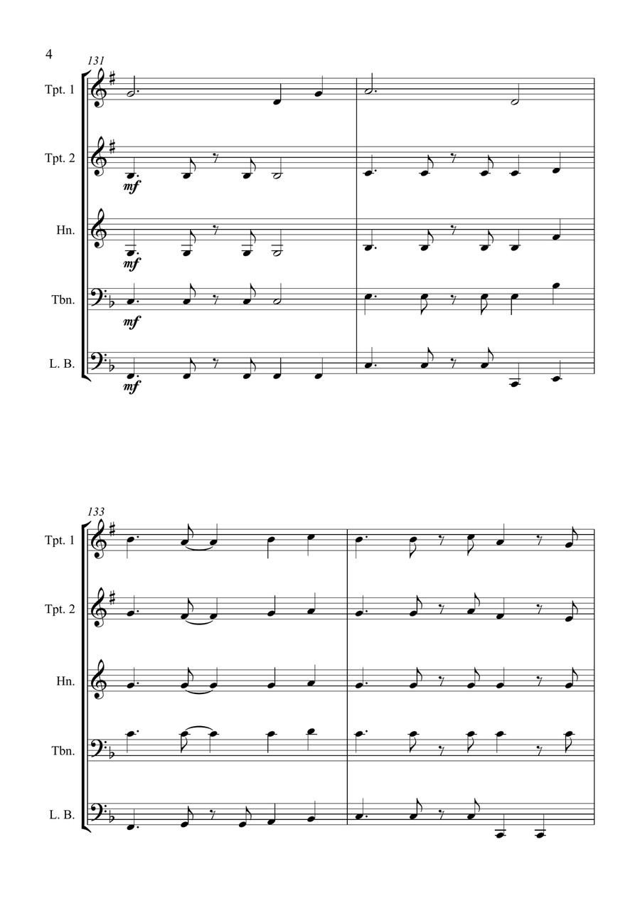 O Come All Ye Faithful - Jazz Arrangement in 5/4 for Brass Quartet Brass Quartet scores gallery preview page 4