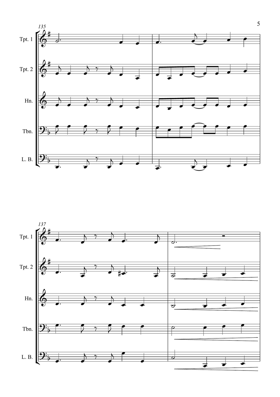 O Come All Ye Faithful - Jazz Arrangement in 5/4 for Brass Quartet Brass Quartet scores gallery preview page 5