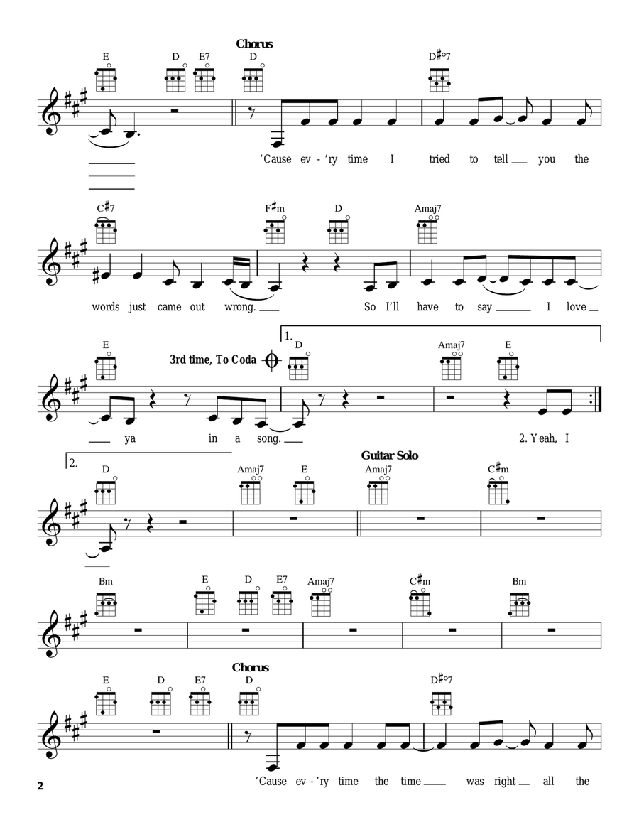 I'll Have To Say I Love You In A Song Ukulele scores gallery preview page 2