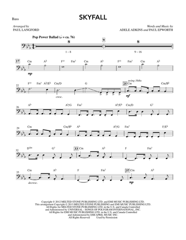 Skyfall (arr. Paul Langford) - Bass
