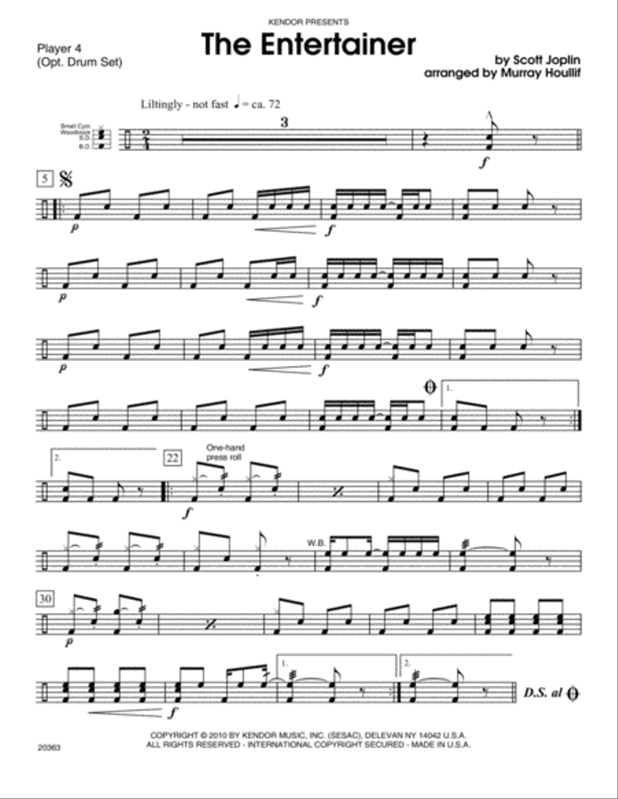 Entertainer, The - Percussion 4 Percussion scores gallery preview page 1