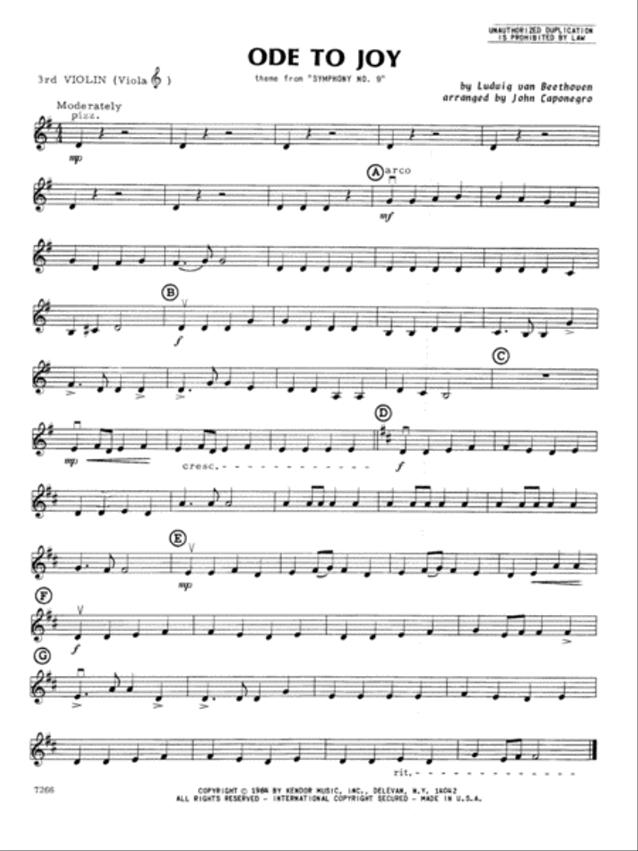 Ode To Joy - Violin 3 Orchestra scores gallery preview page 1