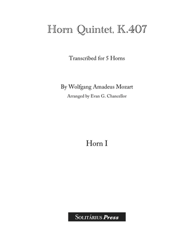 Quintet K.407 for 5 Horns