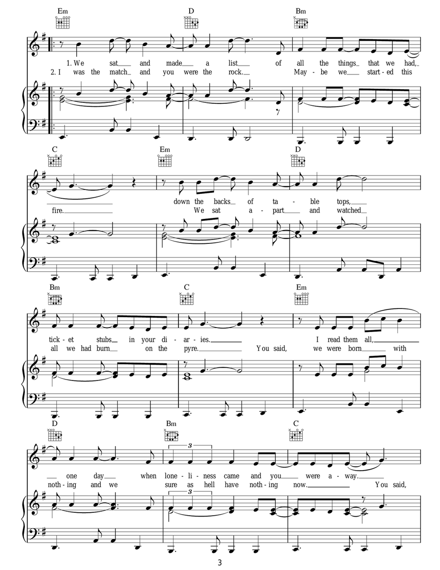 Things We Lost In The Fire Acoustic Guitar scores gallery preview page 3