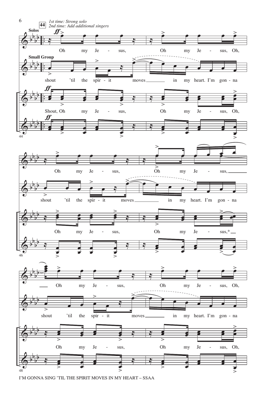 I'm Gonna Sing 'Til The Spirit Moves In My Heart SSA scores gallery preview page 5