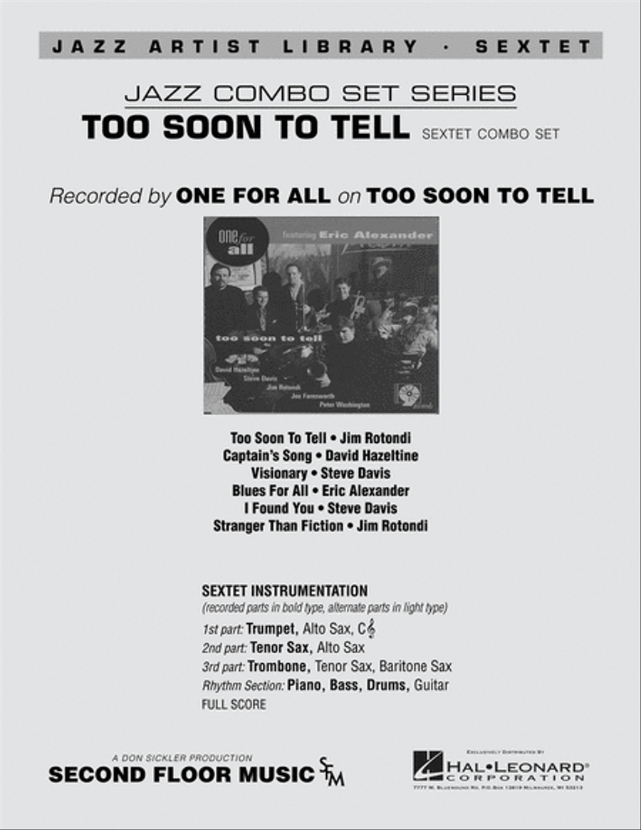 Too Soon to Tell: 6 Charts Recorded by One For All Jazz Ensemble scores gallery preview page 1