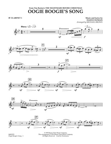 Oogie Boogie's Song (from The Nightmare Before Christmas) - Bb Clarinet 1