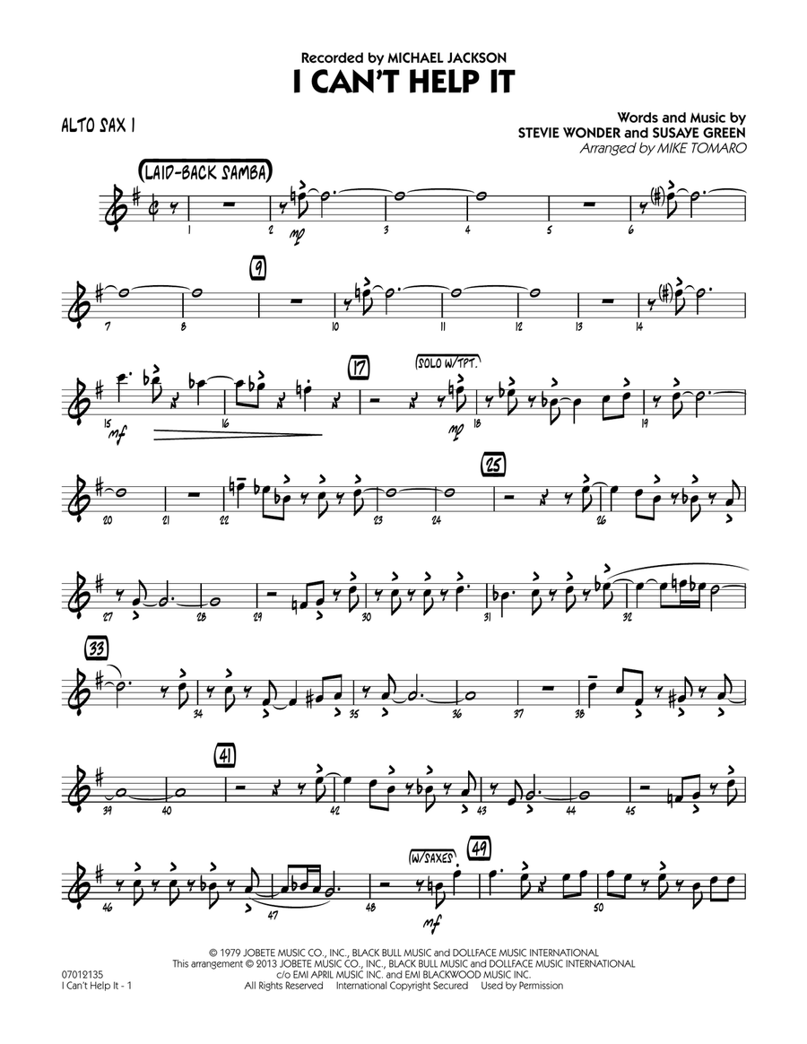 I Can't Help It - Alto Sax 1 Jazz Ensemble scores gallery preview page 1