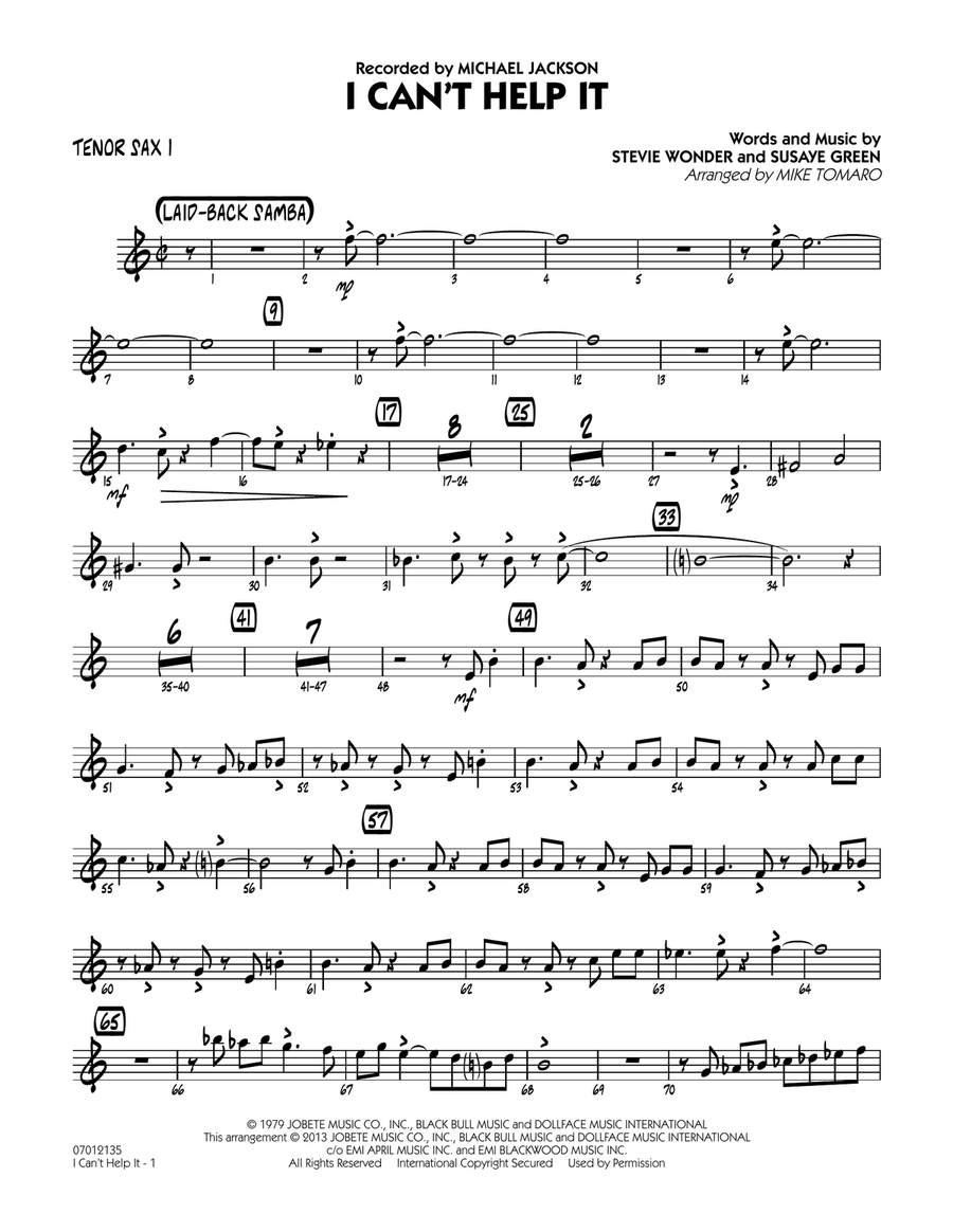 I Can't Help It - Tenor Sax 1 Jazz Ensemble scores gallery preview page 1