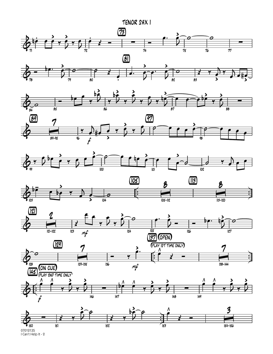 I Can't Help It - Tenor Sax 1 Jazz Ensemble scores gallery preview page 2