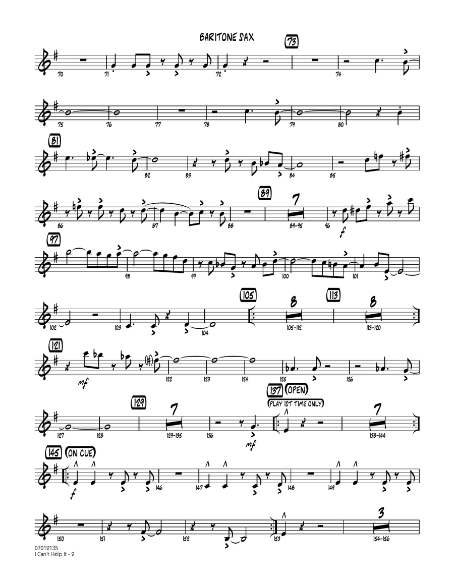 I Can't Help It - Baritone Sax Jazz Ensemble scores gallery preview page 2