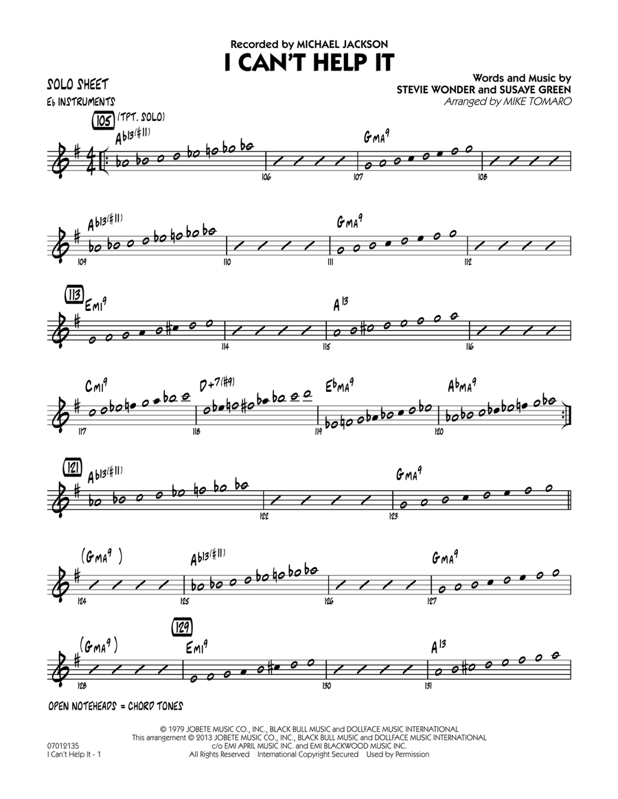I Can't Help It - Eb Solo Sheet Jazz Ensemble scores gallery preview page 1