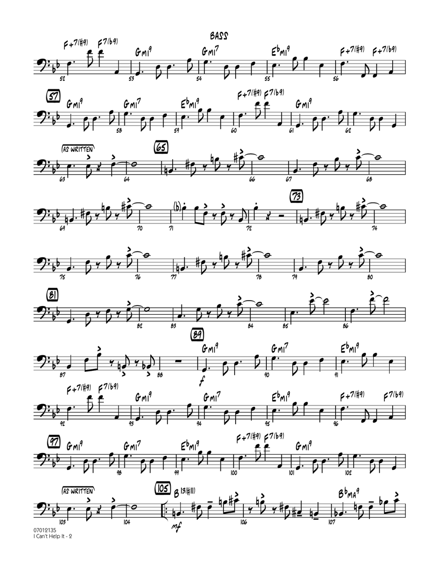 I Can't Help It - Bass I Can't Help It - Bass Jazz Ensemble scores gallery preview page 2