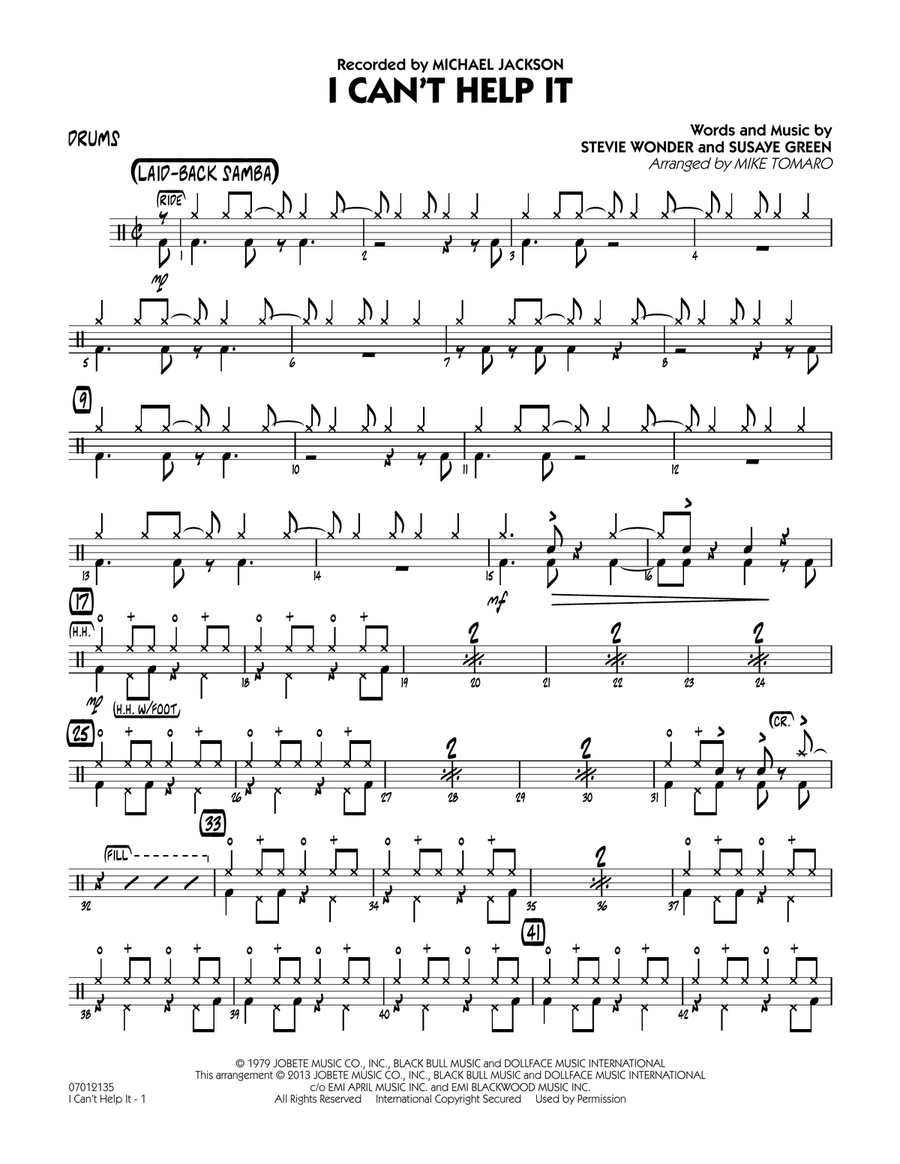 I Can't Help It - Drums I Can't Help It - Drums Jazz Ensemble scores gallery preview page 1