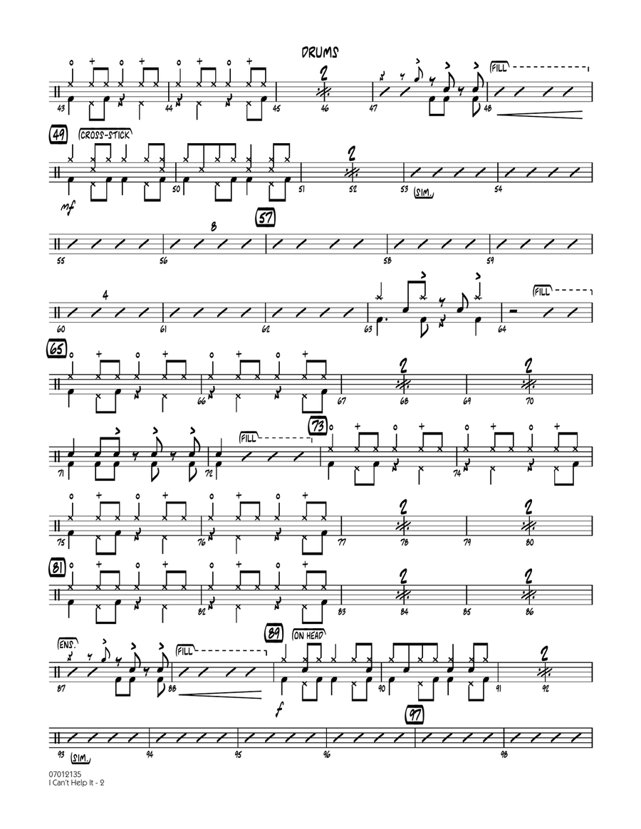 I Can't Help It - Drums I Can't Help It - Drums Jazz Ensemble scores gallery preview page 2
