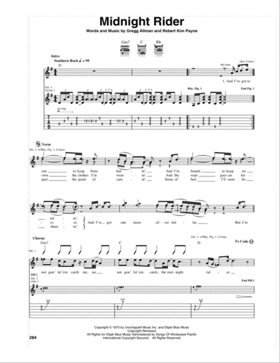 Midnight Rider Electric Guitar scores gallery preview page 1