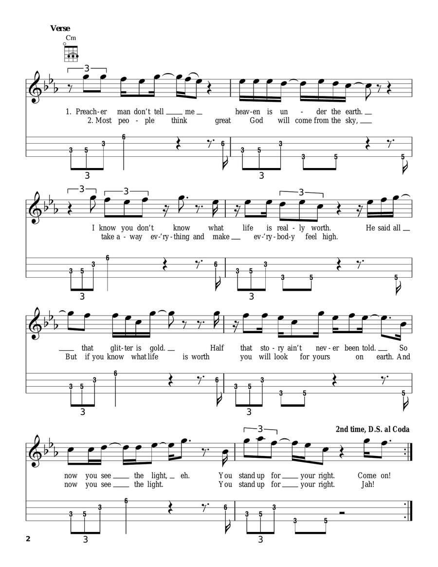 Get Up Stand Up Get Up Stand Up Ukulele scores gallery preview page 2