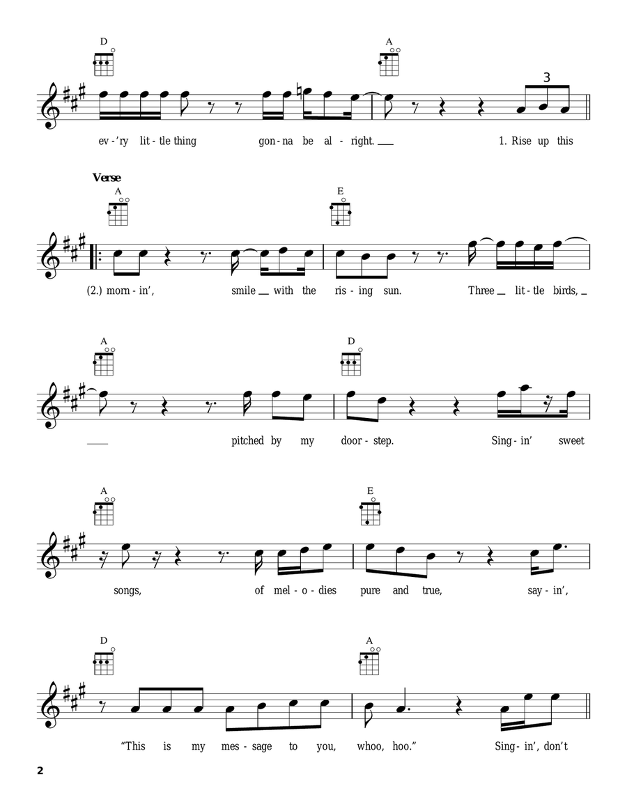 Three Little Birds Three Little Birds Ukulele scores gallery preview page 2