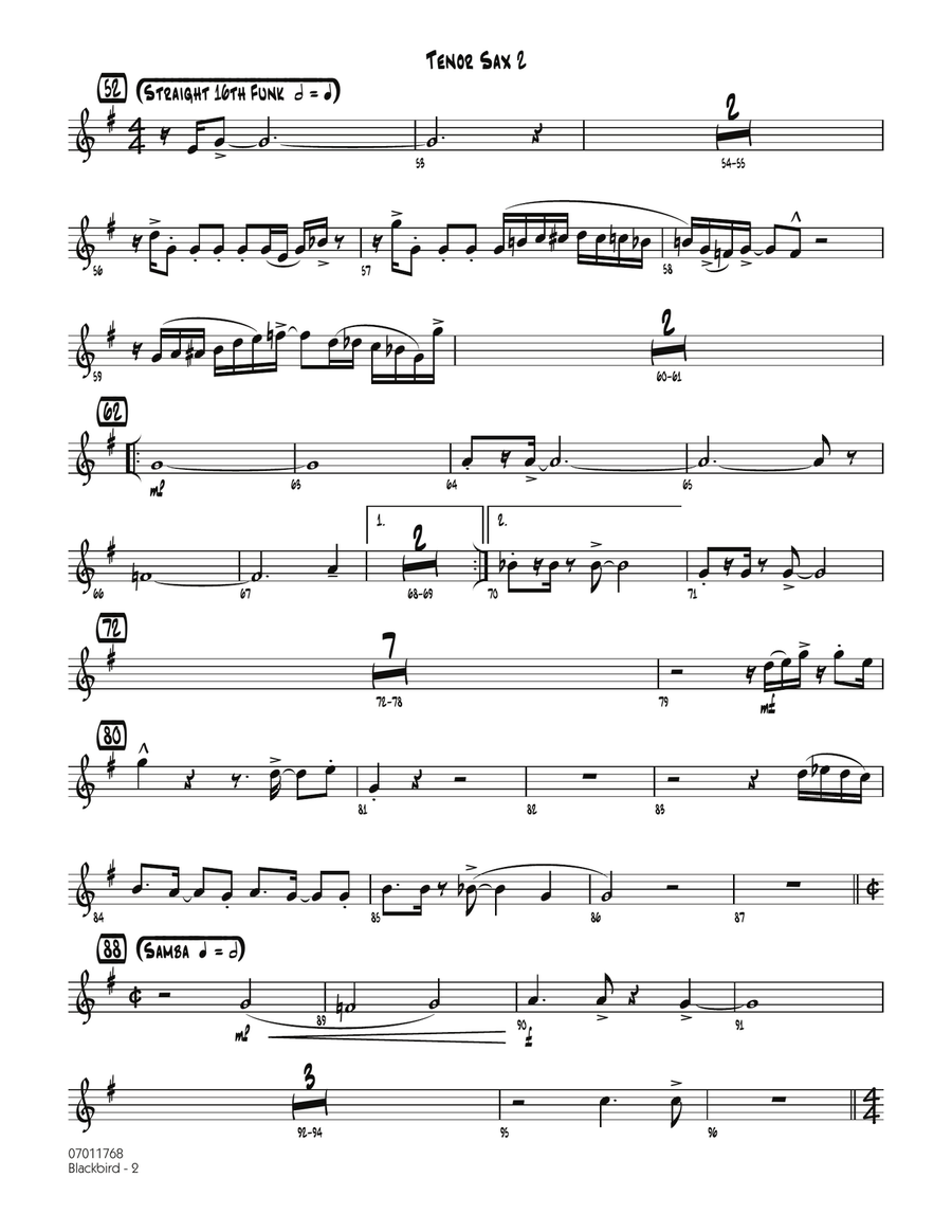 Blackbird - Tenor Sax 2 Blackbird - Tenor Sax 2 Jazz Ensemble scores gallery preview page 2