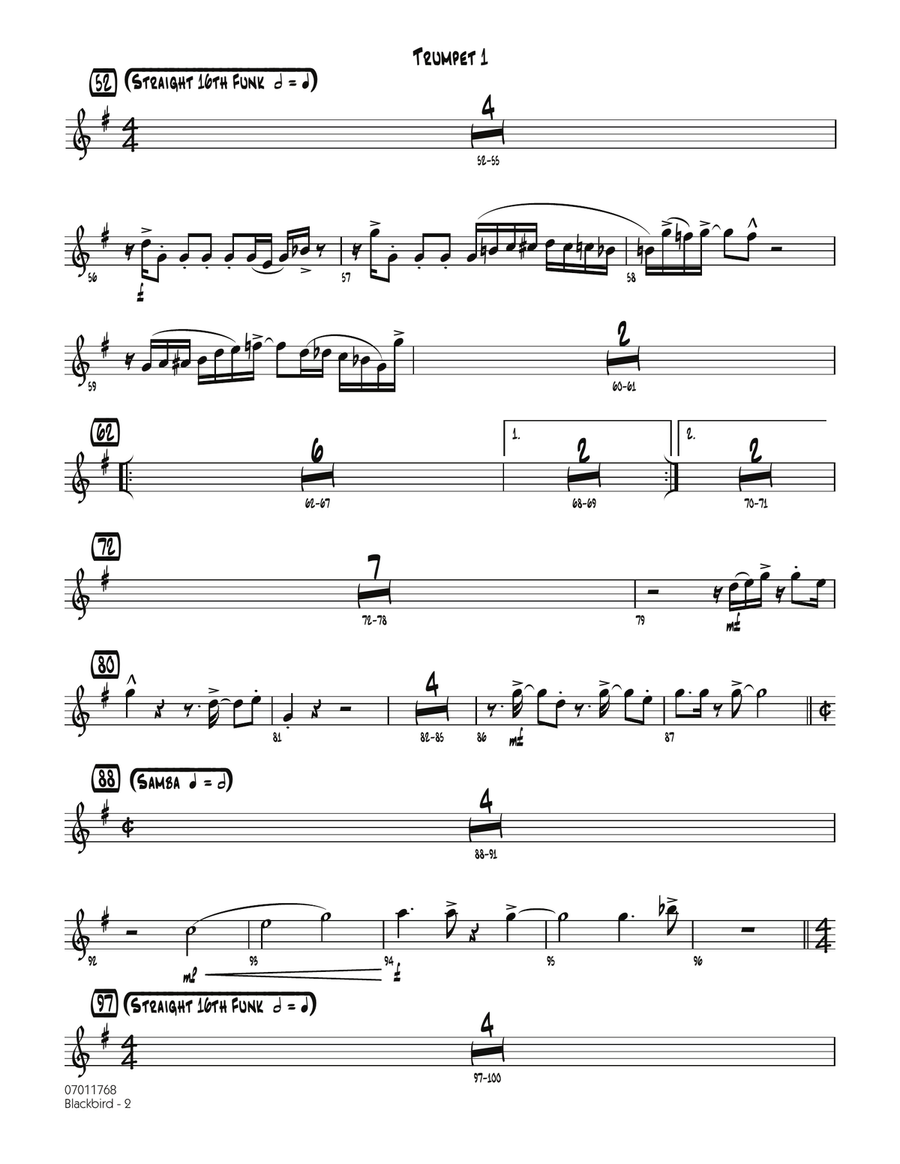 Blackbird - Trumpet 1 Blackbird - Trumpet 1 Jazz Ensemble scores gallery preview page 2