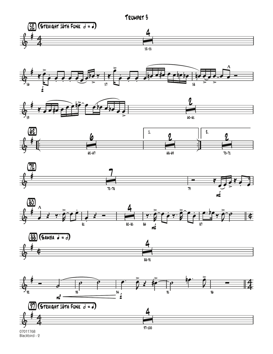 Blackbird - Trumpet 3 Blackbird - Trumpet 3 Jazz Ensemble scores gallery preview page 2