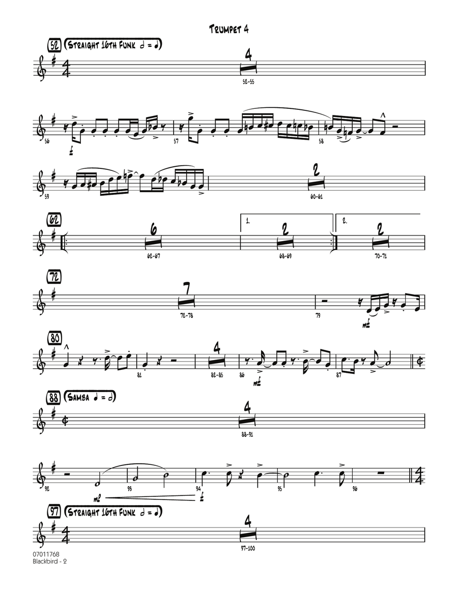 Blackbird - Trumpet 4 Blackbird - Trumpet 4 Jazz Ensemble scores gallery preview page 2